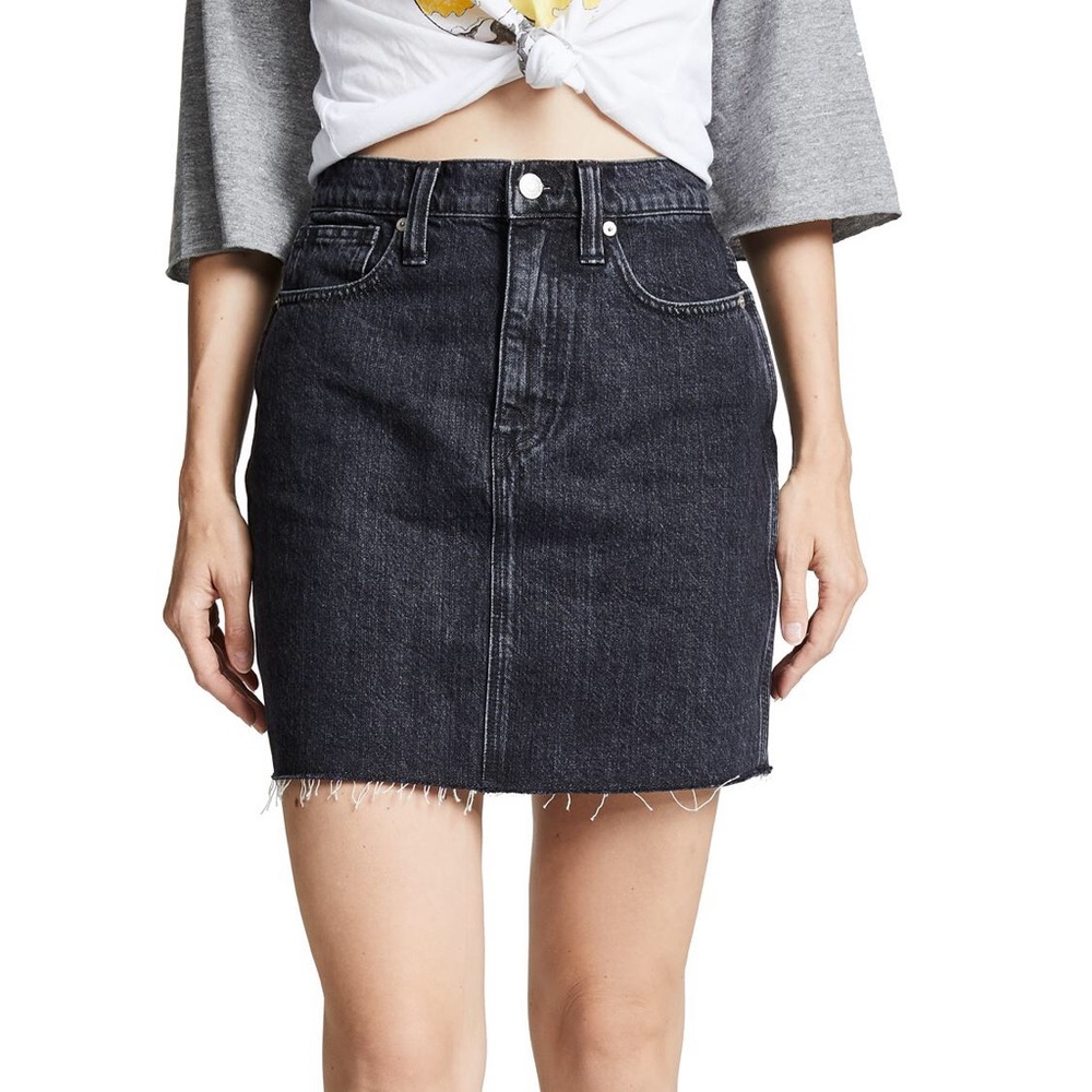 madewell black denim mini skirt